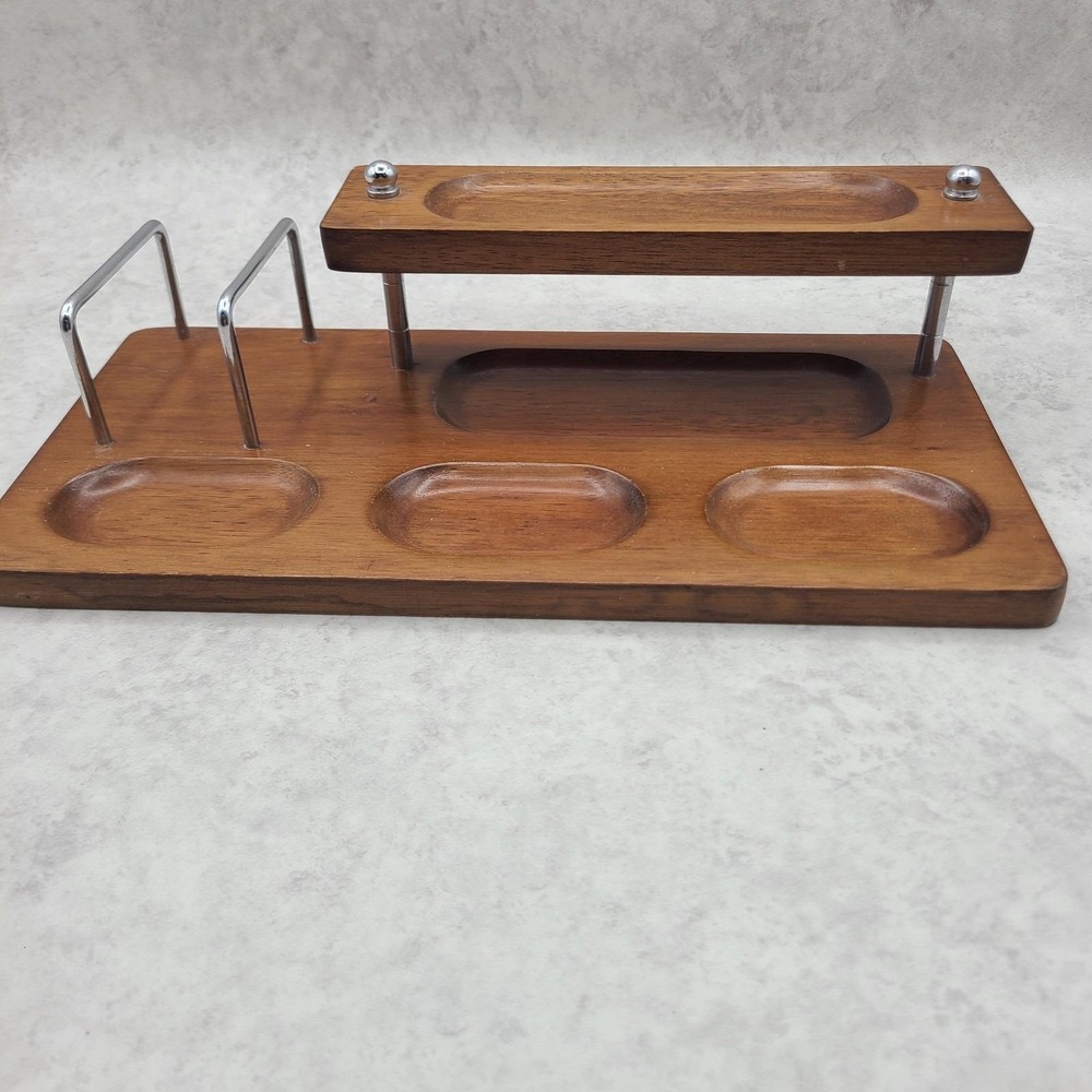 Vintage MCM Vintage Wood Valet Vanity Desk Organizer Taiwan